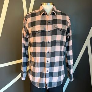 American Eagle Pink Buffalo Plaid Flannel Shirt
